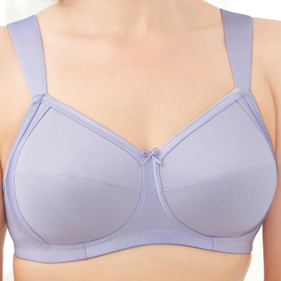 Glamorise 44D Bra ~Seamless-X-WIDE-Straps~ (Side Support Too!) 35% Cotton Purple - Picture 8 of 15